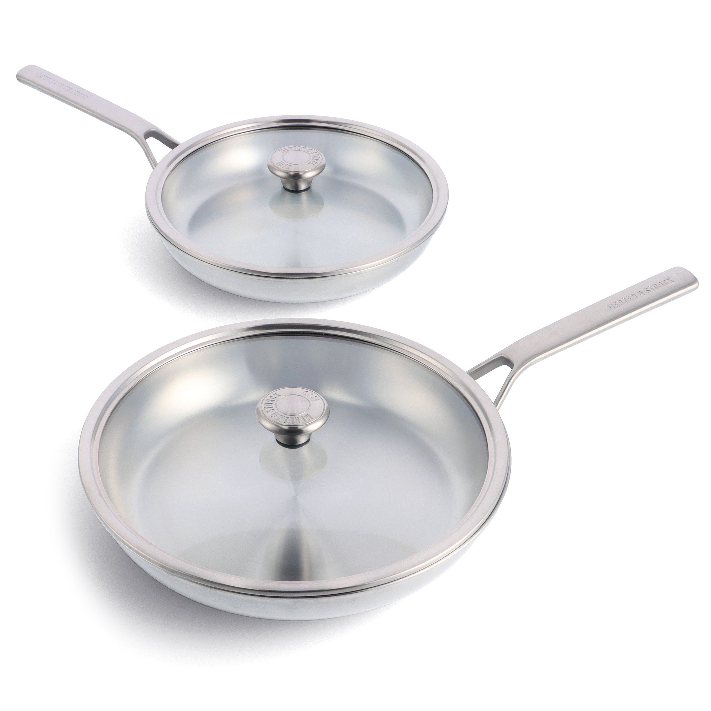Merten & Storck 2-tlg. Edelstahl-Pfannenset mit Deckel 26 cm + 30 cm