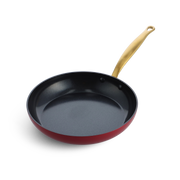 Barcelona Red Braadpan 22,5cm rood met gouden handvat