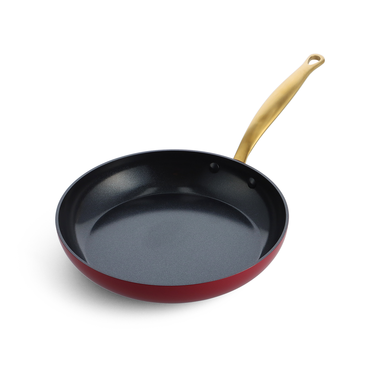 Barcelona Red Braadpan 22,5cm rood met gouden handvat