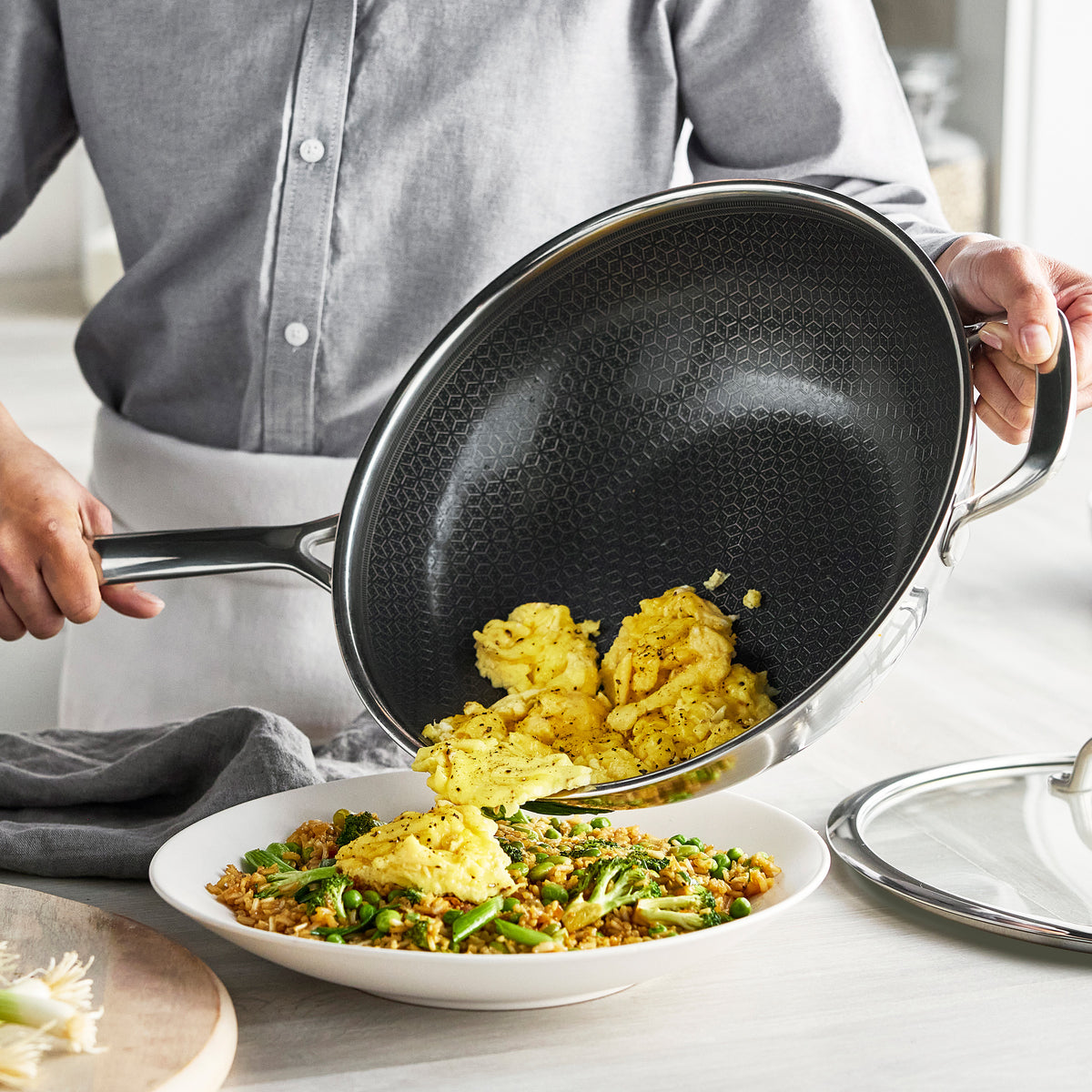 Spectra Hybrid Wok 30 cm mit Deckel Silver
