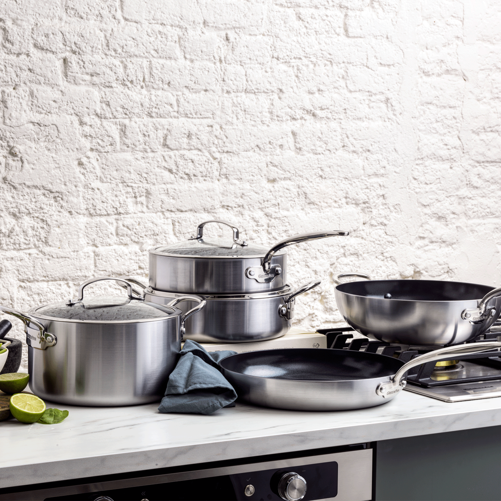 GreenPan Barcelona Evershine Stoofpan met deksel 26cm zilver collectie