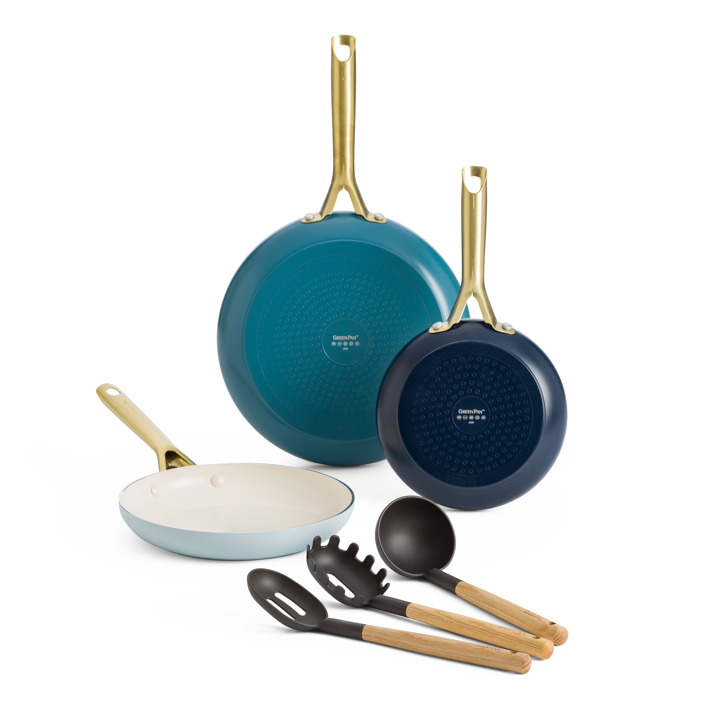 Shades 3-teiliges Bratpfannenset Coastal + Utensils