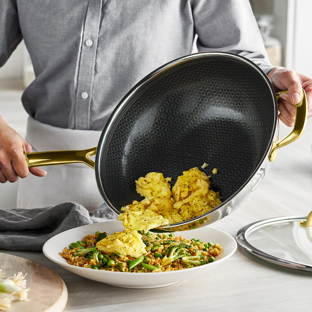 Spectra Hybrid Wok 30 cm mit Deckel Gold